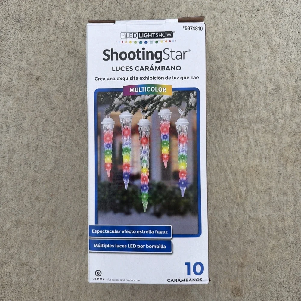 LED Lightshow Shooting Star Icicle Light Multicolor Gemmy 10 Icicles Christmas